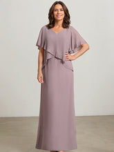 Sheath/Column V-Neck Floor-Length Chiffon Mother of the Bride Dress With Rhinestone